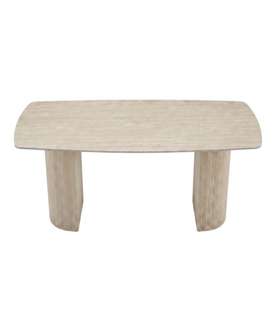 Τραπέζι Loosir pakoworld mdf-sandstone σε όψη τραβερτίνας 180x90x74εκ