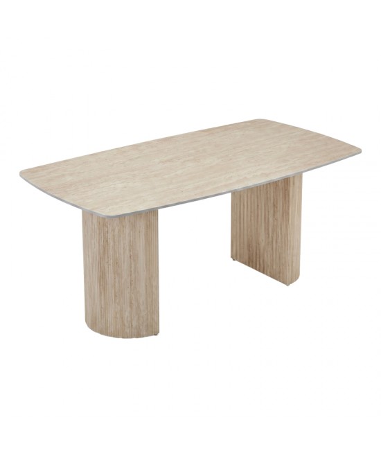 Τραπέζι Loosir pakoworld mdf-sandstone σε όψη τραβερτίνας 180x90x74εκ