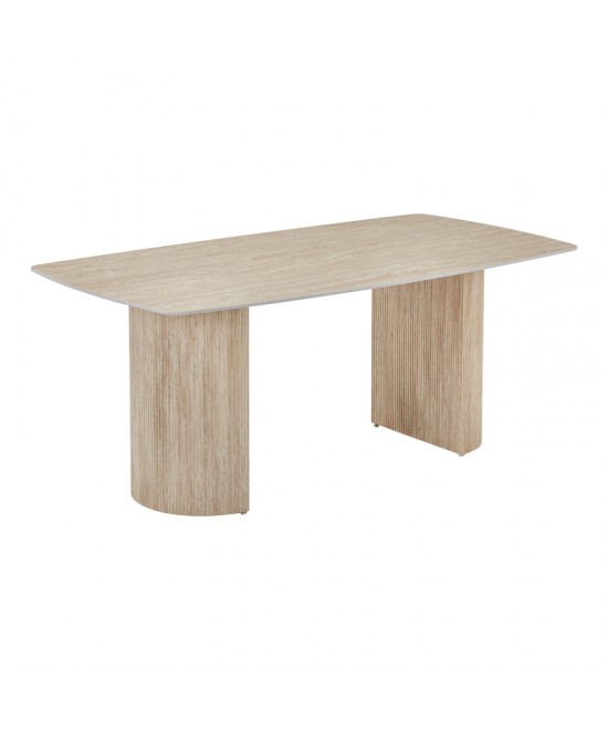 Τραπέζι Loosir pakoworld mdf-sandstone σε όψη τραβερτίνας 180x90x74εκ