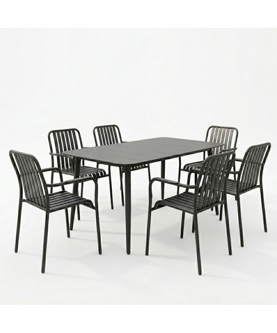 Τραπεζαρία Heven Vista pakoworld σετ 7τεμ μαύρο αλουμίνιο 120x70x72εκ Τραπεζαρία Heven Vista pakoworld σετ 7τεμ μαύρο αλουμίνιο 120x70x72εκ