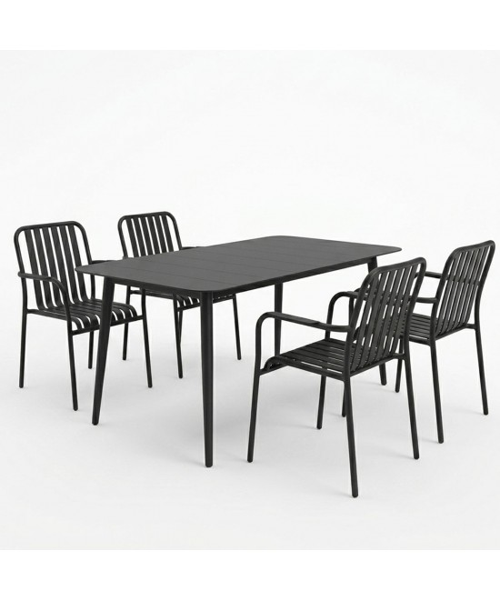 Τραπεζαρία Heven Vista pakoworld σετ 5τεμ μαύρο αλουμίνιο 120x70x72εκ Τραπεζαρία Heven Vista pakoworld σετ 5τεμ μαύρο αλουμίνιο 120x70x72εκ