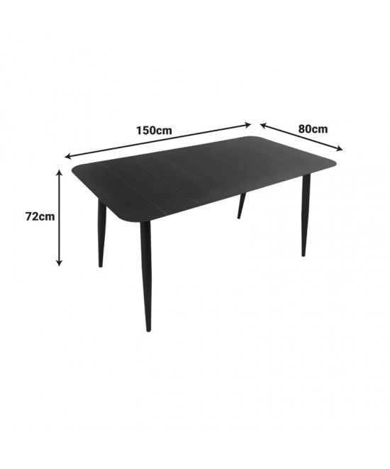 Τραπεζαρία Heven Vista pakoworld σετ 7τεμ μαύρο αλουμίνιο 150x80x72εκ