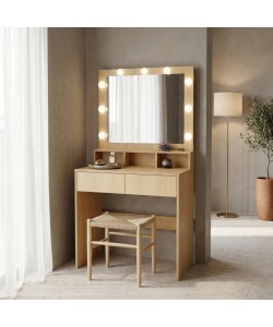 Τουαλέτα κρεβατοκάμαρας Vanity pakoworld με led σε φυσική απόχρωση 80x40x140εκ