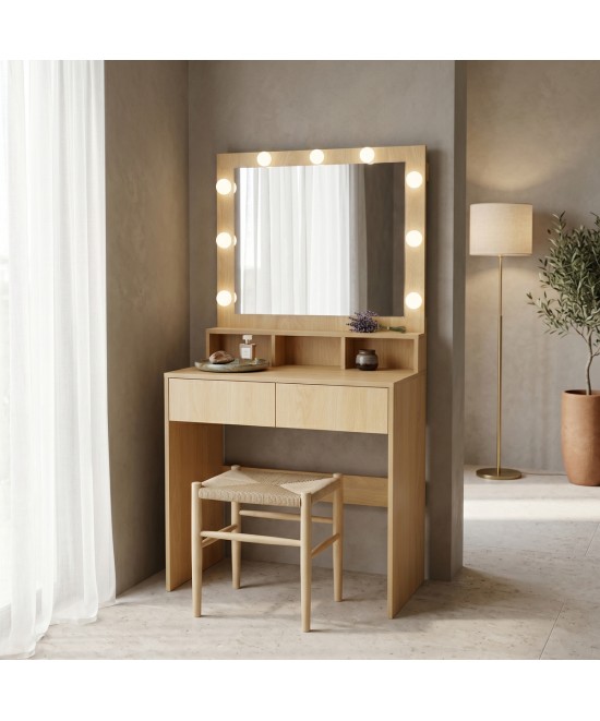 Τουαλέτα κρεβατοκάμαρας Vanity pakoworld με led σε φυσική απόχρωση 80x40x140εκ Τουαλέτα κρεβατοκάμαρας Vanity pakoworld με led σε φυσική απόχρωση 80x40x140εκ