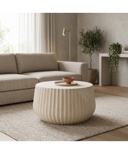 Τραπέζι σαλονιού Rongo pakoworld MGO κρέμ Φ80x41εκ