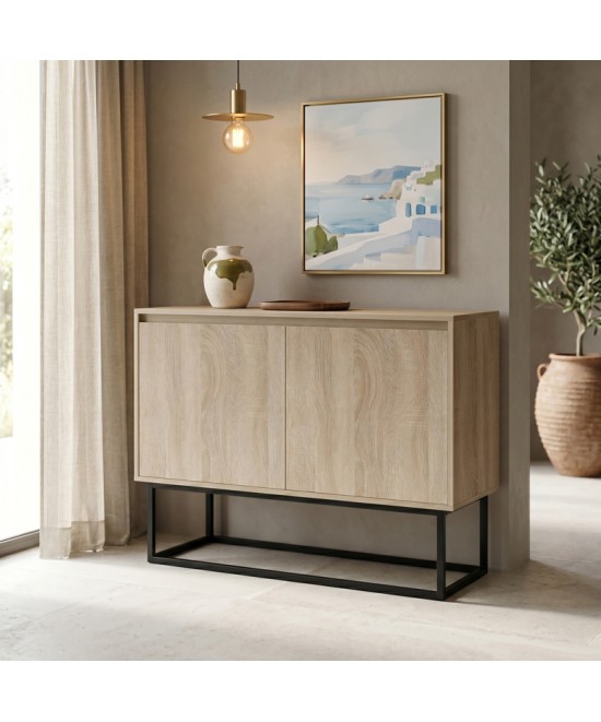 Μπουφές Dabia pakoworld sonoma-πόδι μαύρο μέταλλο 100x40x74εκ Μπουφές Dabia pakoworld sonoma-πόδι μαύρο μέταλλο 100x40x74εκ