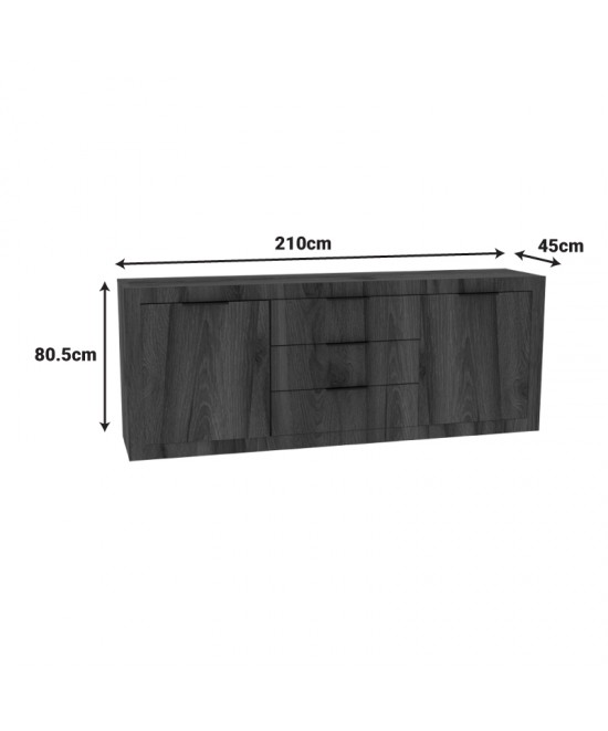Μπουφές Doha pakoworld καρυδί με oak 210x45x80.5εκ