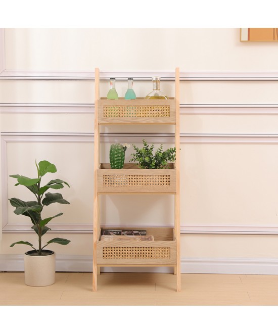 Ραφιέρα επιδαπέδια 3όροφη Scandy pakoworld mdf-rattan σε φυσική απόχρωση 44x37x110εκ Ραφιέρα επιδαπέδια 3όροφη Scandy pakoworld mdf-rattan σε φυσική απόχρωση 44x37x110εκ