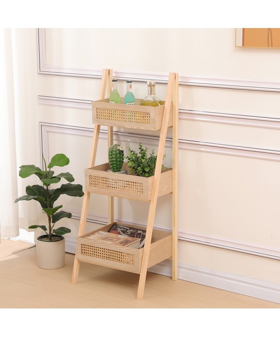 Ραφιέρα επιδαπέδια 3όροφη Scandy pakoworld mdf-rattan σε φυσική απόχρωση 44x37x110εκ Ραφιέρα επιδαπέδια 3όροφη Scandy pakoworld mdf-rattan σε φυσική απόχρωση 44x37x110εκ