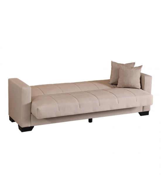 Καναπές Κρεβάτι τριθέσιος Vox pakoworld με αποθηκευτικό χώρο κρεμ ύφασμα 210x84x83εκ