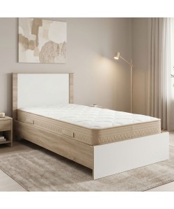 Κρεβάτι με στρώμα Athos Sleepy pakoworld sonoma λευκό 90x190εκ