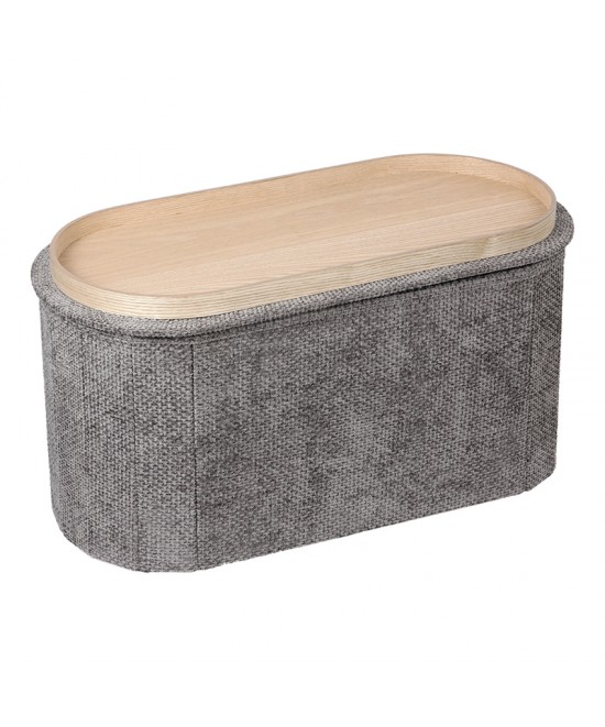 Σκαμπό-μπαούλο Trebia pakoworld γκρι ύφασμα 76x38x38εκ