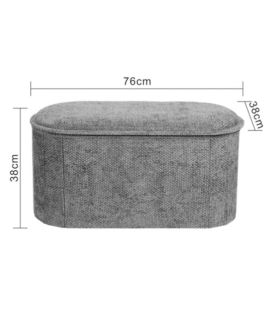 Σκαμπό-μπαούλο Trebia pakoworld γκρι ύφασμα 76x38x38εκ