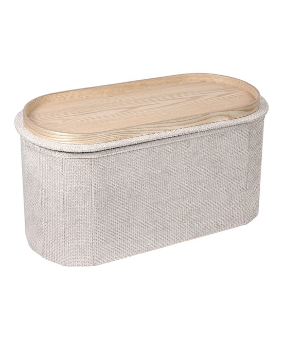 Σκαμπό-μπαούλο Trebia pakoworld κρεμ ύφασμα 76x38x38εκ