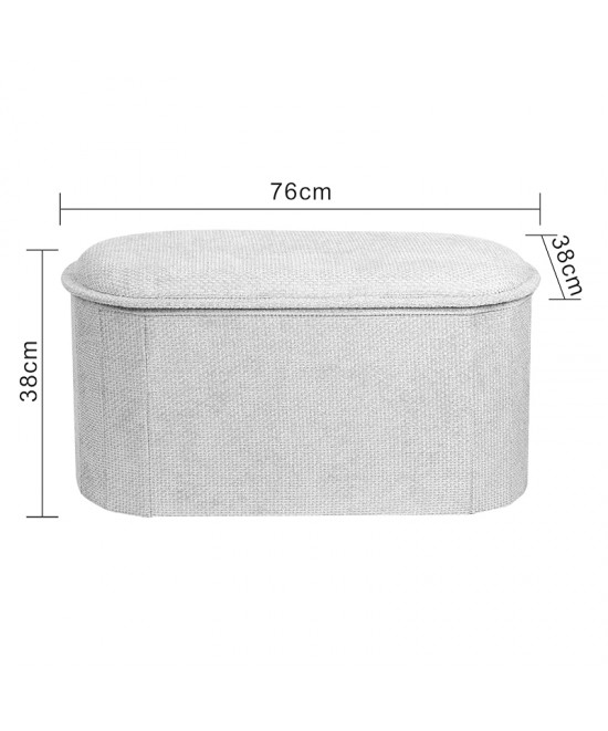 Σκαμπό-μπαούλο Trebia pakoworld κρεμ ύφασμα 76x38x38εκ
