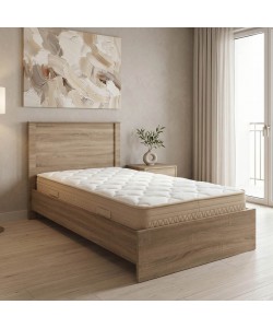 Κρεβάτι με στρώμα Athos Sleepy pakoworld sonoma 90x190εκ