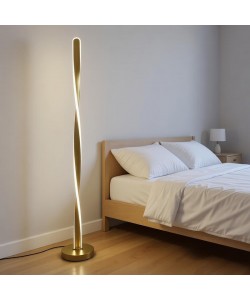 Φωτιστικό δαπέδου Jounko pakoworld led χρυσό μεταλλικό Φ20x130εκ