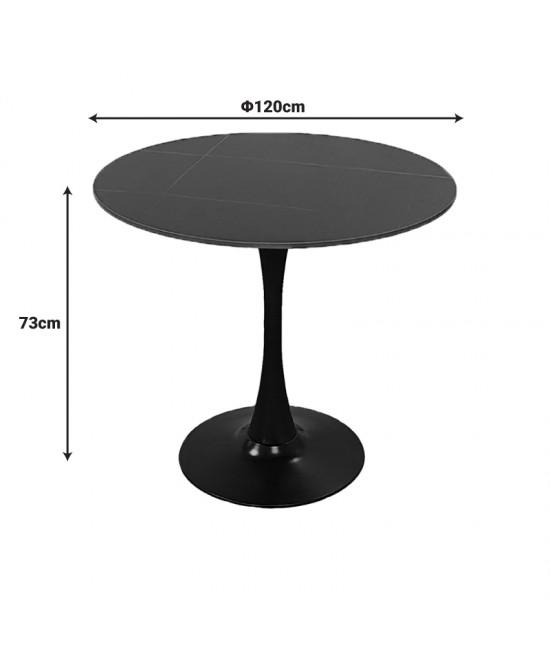 Tραπέζι Balou pakoworld sintered stone σε μαύρη απόχρωση με όψη μαρμάρου-βάση μαύρο μέταλλο Φ120x73εκ Tραπέζι Balou pakoworld sintered stone σε μαύρη απόχρωση με όψη μαρμάρου-βάση μαύρο μέταλλο Φ120x73εκ