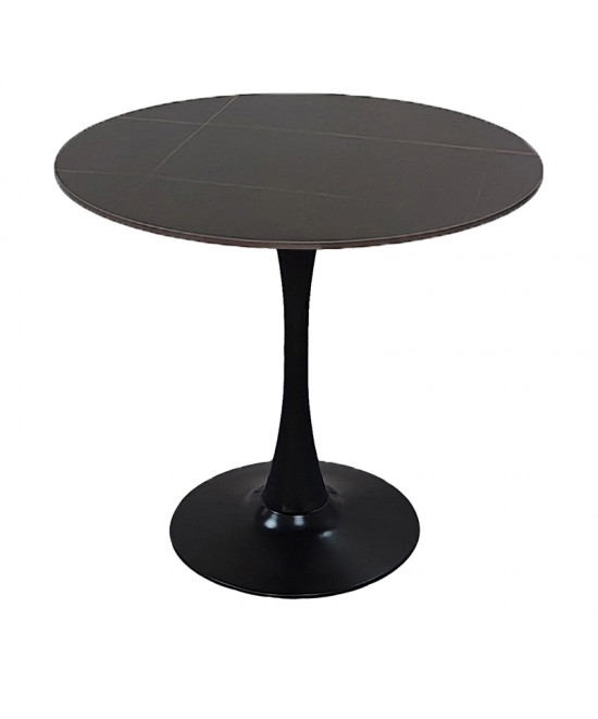 Tραπέζι Balou pakoworld sintered stone σε μαύρη απόχρωση με όψη μαρμάρου-βάση μαύρο μέταλλο Φ120x73εκ Tραπέζι Balou pakoworld sintered stone σε μαύρη απόχρωση με όψη μαρμάρου-βάση μαύρο μέταλλο Φ120x73εκ