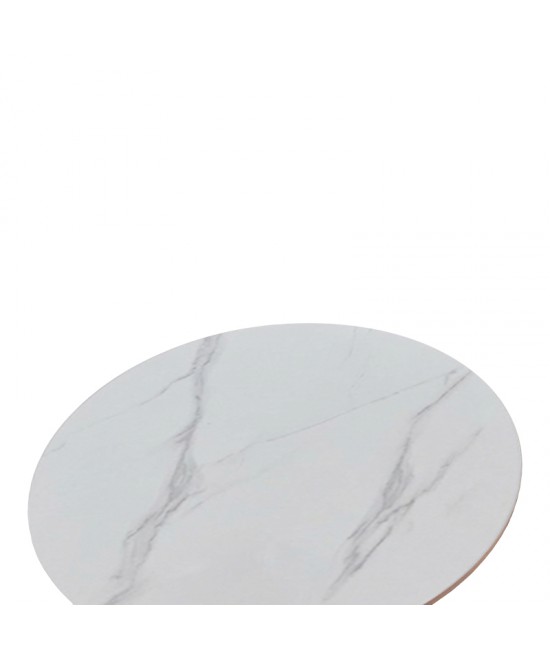 Tραπέζι Balou pakoworld sintered stone σε λευκή απόχρωση με όψη μαρμάρου-βάση λευκό μέταλλο Φ120x73εκ Tραπέζι Balou pakoworld sintered stone σε λευκή απόχρωση με όψη μαρμάρου-βάση λευκό μέταλλο Φ120x73εκ