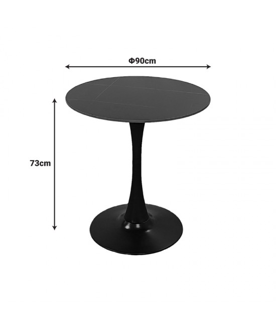 Tραπέζι Balou pakoworld sintered stone σε μαύρη απόχρωση με όψη μαρμάρου-βάση μαύρο μέταλλο Φ90x73εκ Tραπέζι Balou pakoworld sintered stone σε μαύρη απόχρωση με όψη μαρμάρου-βάση μαύρο μέταλλο Φ90x73εκ