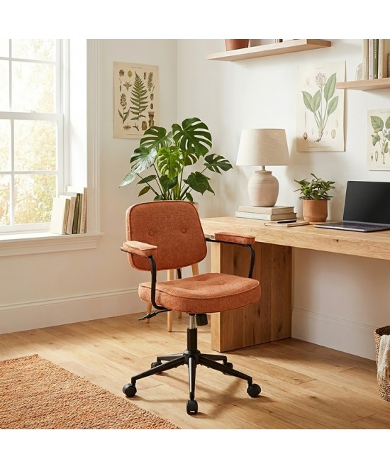 Καρέκλα γραφείου Leberta pakoworld terracotta ύφασμα 64x63,5x86-96εκ