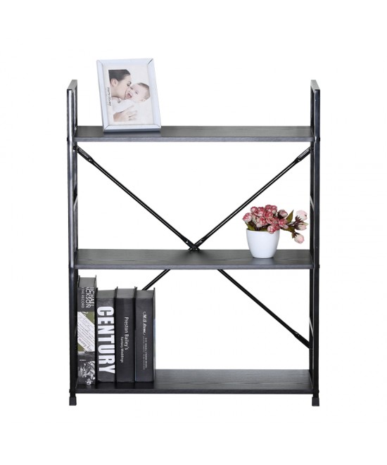 Βιβλιοθήκη-ραφιέρα Manlo pakoworld μαύρο μέταλλο 58.6x23.5x80εκ
