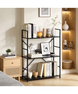 Βιβλιοθήκη-ραφιέρα Manlo pakoworld μαύρο μέταλλο 58.6x23.5x80εκ