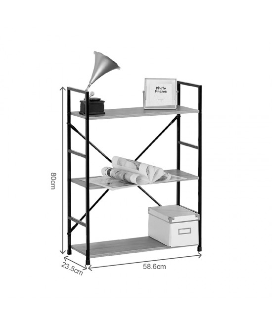 Βιβλιοθήκη-ραφιέρα Manlo pakoworld μαύρο μέταλλο 58.6x23.5x80εκ