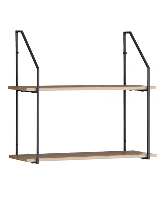 Ραφιέρα τοίχου Fema pakoworld oak με μαύρο μέταλλο 60x20x52εκ
