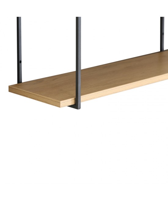 Ραφιέρα τοίχου Fema pakoworld oak με μαύρο μέταλλο 60x20x52εκ