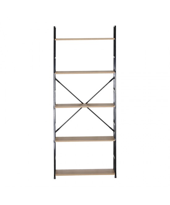 Βιβλιοθήκη Manlo pakoworld oak με μαύρο μέταλλο 58.6x23.5x144εκ Βιβλιοθήκη Manlo pakoworld oak με μαύρο μέταλλο 58.6x23.5x144εκ