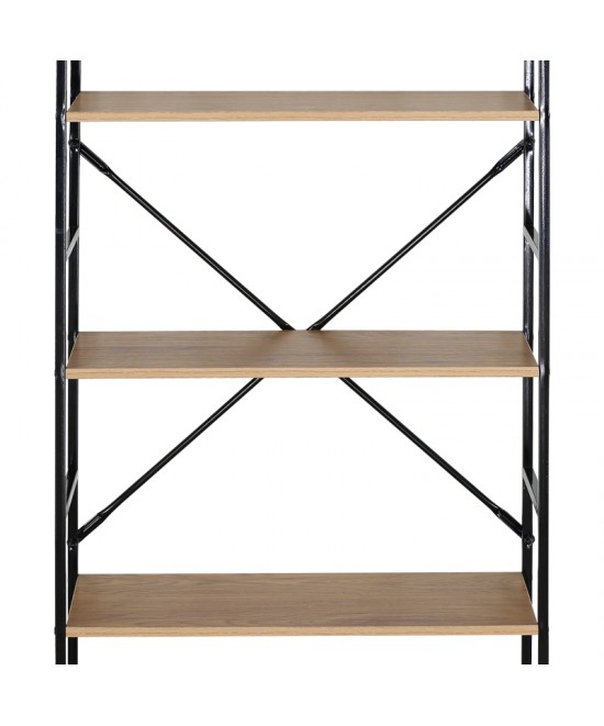 Βιβλιοθήκη Manlo pakoworld oak με μαύρο μέταλλο 58.6x23.5x144εκ Βιβλιοθήκη Manlo pakoworld oak με μαύρο μέταλλο 58.6x23.5x144εκ