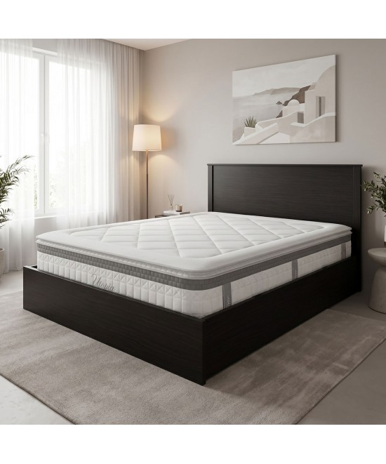 Κρεβάτι με στρώμα Athos Utopia pakoworld wenge 160x200εκ