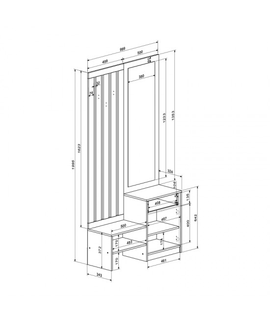 Έπιπλο εισόδου με καθρέπτη Citra pakoworld sonoma 100x34.3x199.5εκ