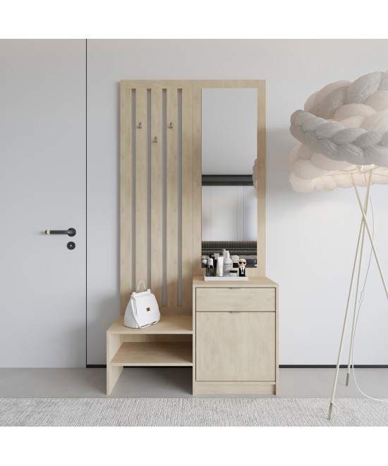 Έπιπλο εισόδου με καθρέπτη Citra pakoworld sonoma 100x34.3x199.5εκ
