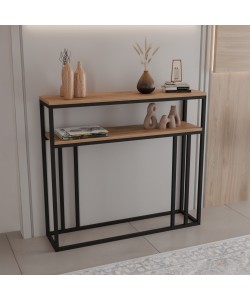 Κονσόλα Daleti pakoworld σε oak απόχρωση με μαύρο μεταλλικό σκελετό 100x25x90εκ