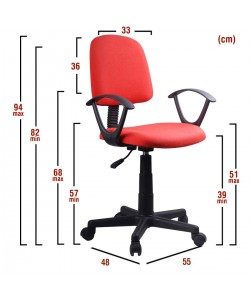 Καρέκλα Γραφείου ArteLibre ΔAΦNH Κόκκινο Ύφασμα 55x48x82-94cm
