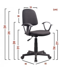 Καρέκλα Γραφείου ArteLibre ΔAΦNH Μαύρο Ύφασμα 55x48x82-94cm