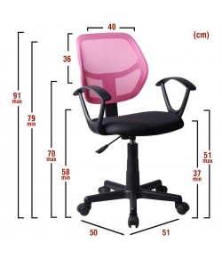 Καρέκλα Γραφείου ArteLibre ΑΥΡΑ Ροζ/Μαύρο Mesh 51x50x79-91cm