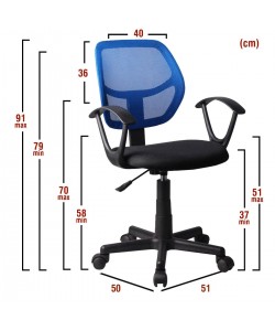 Καρέκλα Γραφείου ArteLibre ΑΥΡΑ Μπλε/Μαύρο Mesh 51x50x79-91cm