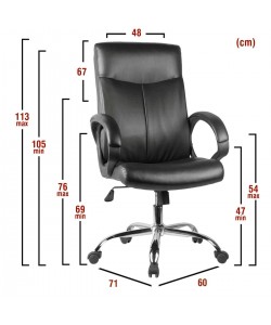 Καρέκλα Γραφείου ArteLibre MEΛITH Μαύρο PU 60x71x105-113cm