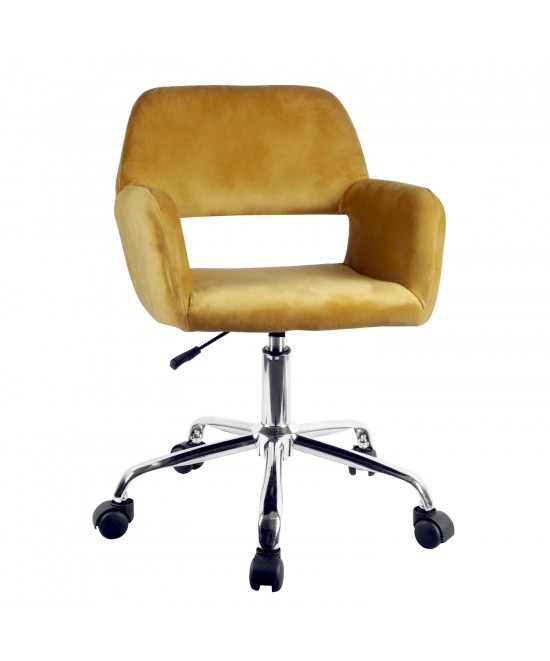 Καρέκλα Γραφείου ArteLibre KLOI Κίτρινο Βελούδο 37x42x78-90cm
