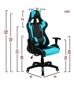 Πολυθρόνα Γραφείου ArteLibre Gaming ΚΥΛΛΗΝΗ Μπλε/Μαύρο PVC 66x67x127-135cm