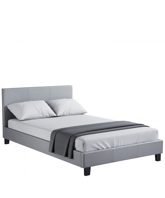 Κρεβάτι ArteLibre AZALEA Γκρι PU 213x131x88cm (Στρώμα 120x200cm)