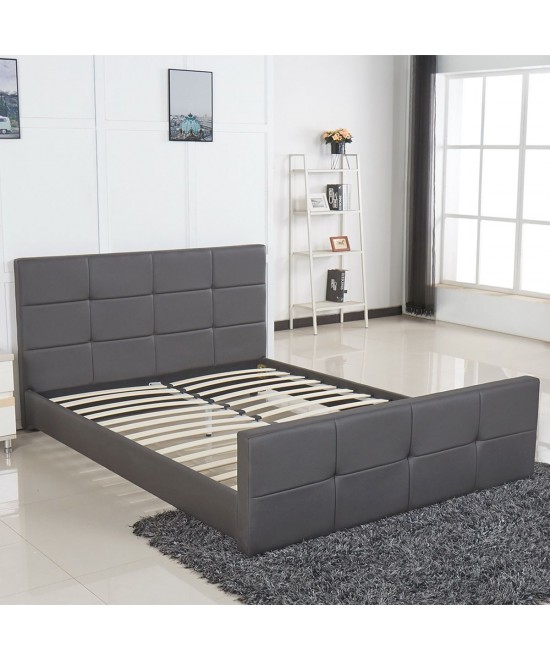 Κρεβάτι ArteLibre ANEMONE Γκρι PU 216x160.5x93cm (Στρώμα 150x200cm)