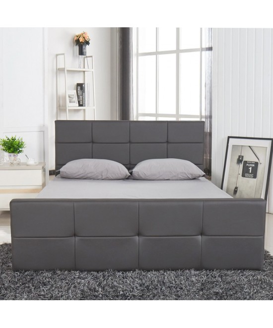 Κρεβάτι ArteLibre ANEMONE Γκρι PU 216x160.5x93cm (Στρώμα 150x200cm)