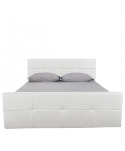 Κρεβάτι ArteLibre ANEMONE Λευκό PU Με Αποθηκευτικό Χώρο 217.5x170.5x100cm (Στρώμα 160x200cm)