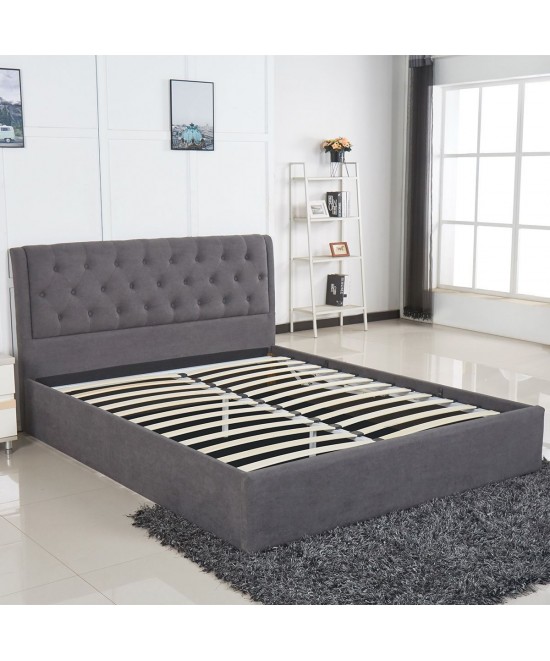 Κρεβάτι ArteLibre ASTER Σκούρο Γκρι Ύφασμα Με Αποθηκευτικό Χώρο 216x170.5x103cm (Στρώμα 160x200cm)