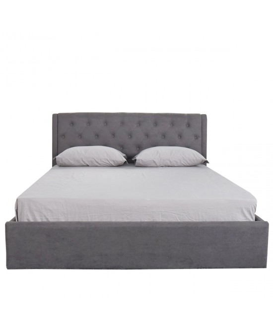 Κρεβάτι ArteLibre ASTER Σκούρο Γκρι Ύφασμα Με Αποθηκευτικό Χώρο 216x170.5x103cm (Στρώμα 160x200cm)